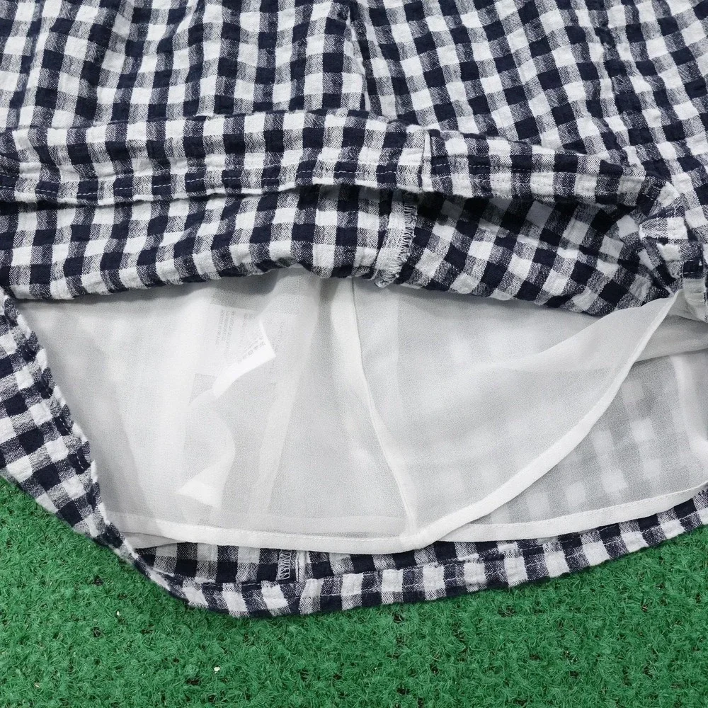 American Eagle Skirt Womens Small‎ Black White Gingham Check Mini Lined Casual